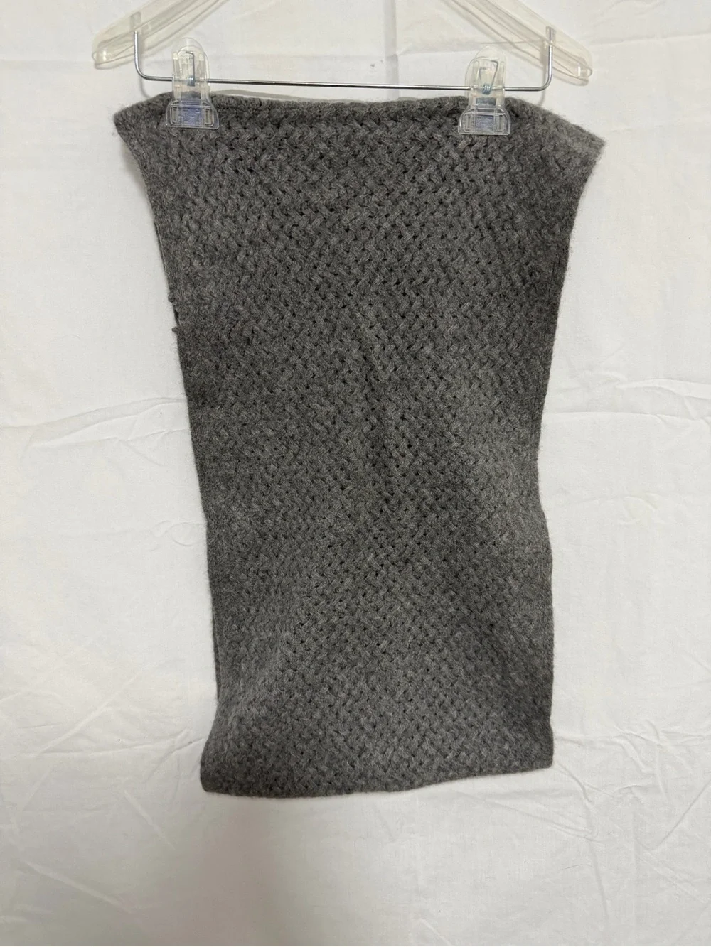 Soft Gray 100% Cashmere Knit Infinity Scarf